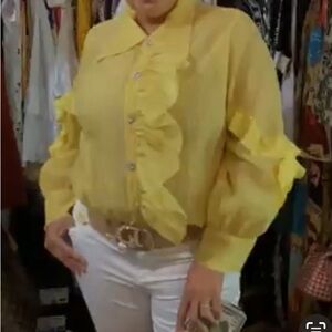 Yellow Ruffle Blouse Sz L